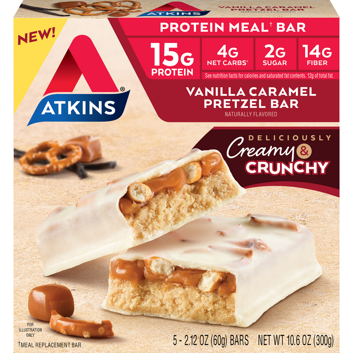 Atkins - Meal Bars - Vanilla Caramel Pretzel - 5 Bars