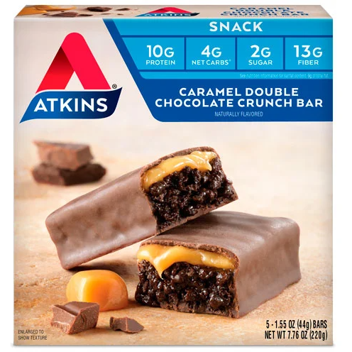 Atkins - Snack Bar - Caramel Double Croquant Au Chocolat - 5 Barres