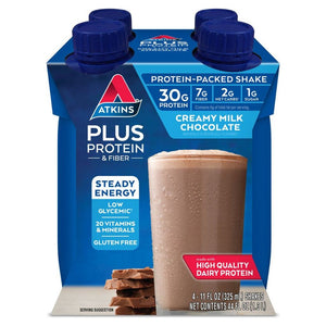 Atkins PLUS Protein Shake - Creamy Milk Chocolate - 4 Pk