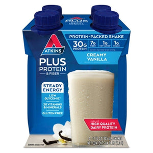 Atkins PLUS Protein Shake - Creamy Vanilla - 4 Pk