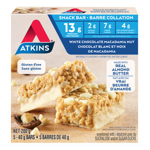 Atkins - Snack Bar - Noix de Macadamia au Chocolat Blanc - 5 Barres 