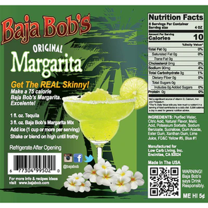 Baja Bob's - Sugar Free Cocktail Mixer - Original Margarita Mix - 32oz