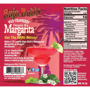 Baja Bob's - Sugar Free Cocktail Mixer - Strawberry Margarita and Daiquiri Cocktail Mix - 32oz
