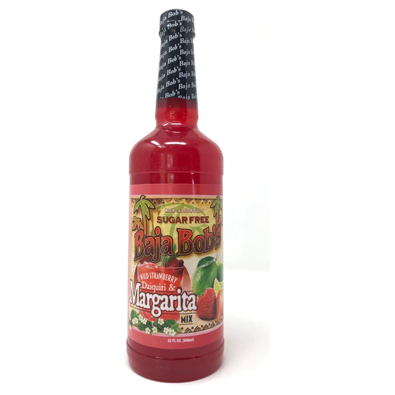 Baja Bob's - Sugar Free Cocktail Mixer - Strawberry Margarita and Daiquiri Cocktail Mix - 32oz