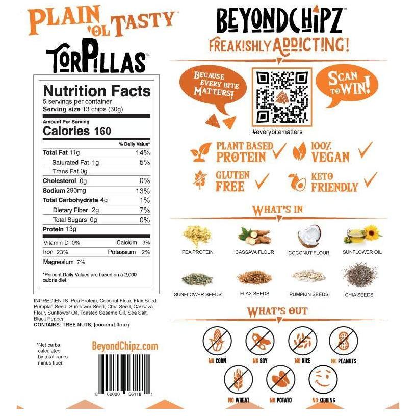 BeyondChipz Torpillas - Plain Ol Tasty - Sac de 5,3 oz 
