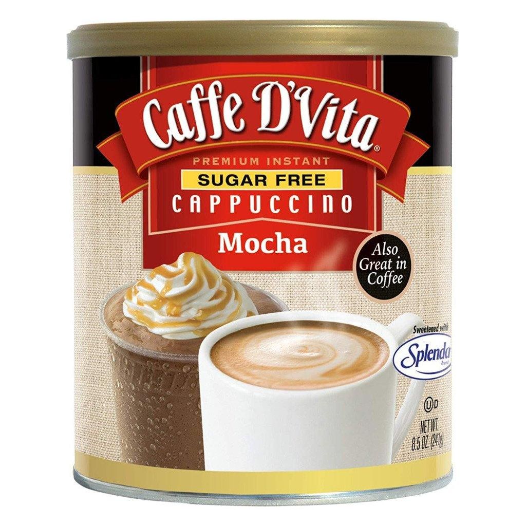 Caffe DVita Cappuccino instantané de qualité supérieure sans sucre - Moka - Canette de 8,5 oz