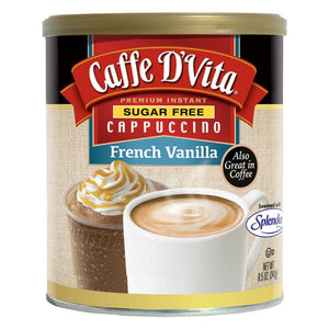 Caffe DVita Cappuccino instantané premium sans sucre - Vanille française - Canette de 8,5 oz