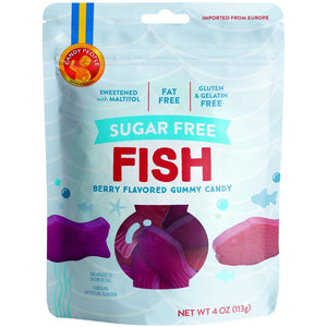 Candy People -  Sugar Free Fish - Berry Flavored Gummy Candy - 4 oz bag