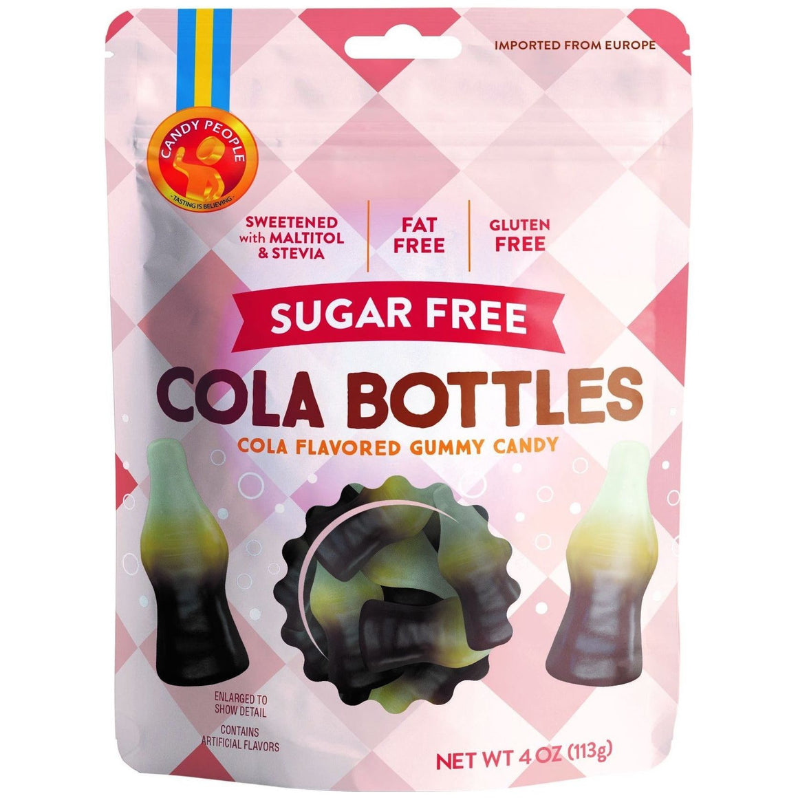 Candy People -  Sugar Free Cola Bottles - Cola Flavored Gummy Candy - 4 oz bag