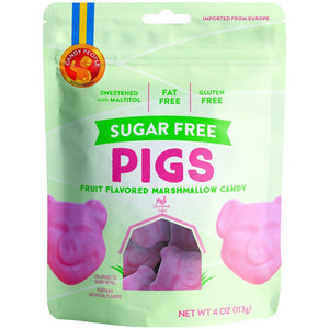 Candy People -  Sugar Free Pigs - Fruit Flavored Marshmallow Candy - 4 oz bag