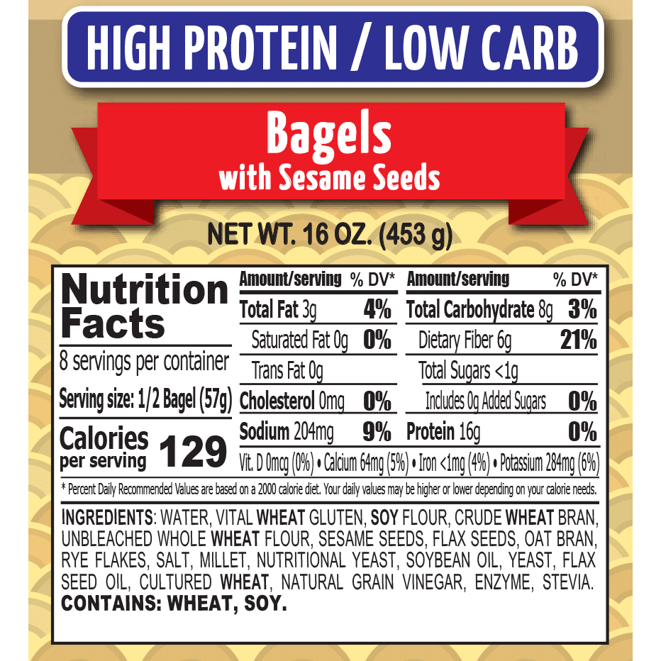 Chompies - Low Carb High Protein Bagels - Sesame - 16 oz bag