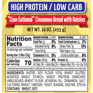 Chompies - Low Carb High Protein Bread - Cinnamon with Raisins - 16 oz bag