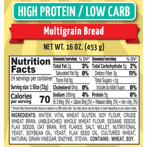 Chompies - Low Carb High Protein Multigrain Bread - 16 oz bag