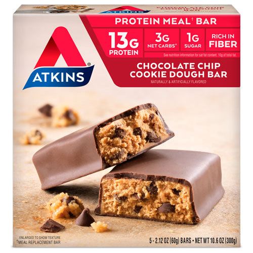 Atkins - Barres repas - Pâte à biscuits aux pépites de chocolat - 5 barres