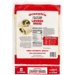 Joseph's Bakery - Flax, Oat Bran and Whole Wheat - Lavash Bread - 4 Square Breads
