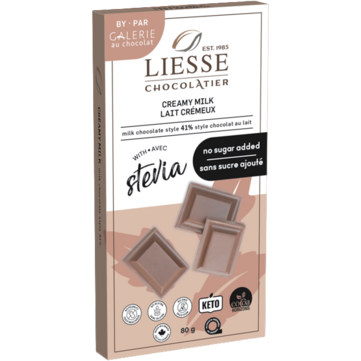 Galerie au Chocolat - Tablette de Chocolat - Chocolat au Lait Crémeux Sans Sucre Ajouté - 80g