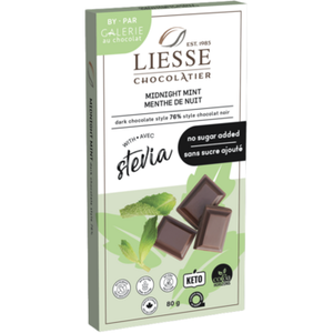 Galerie au Chocolat - Tablette de Chocolat - Chocolat Noir Menthe Minuit Sans Sucre Ajouté - 80g