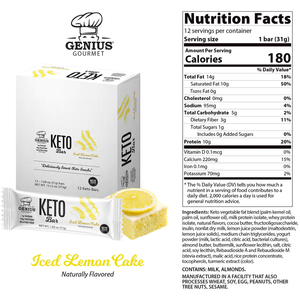 Genius Gourmet - Keto Bar - Gâteau glacé au citron - 1 barre