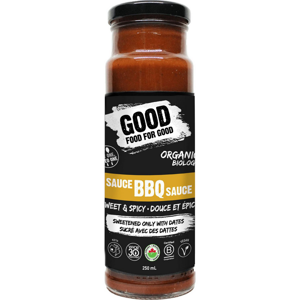 Good Food For Good - Condiments Bio - Sauce BBQ Douce Épicée Bio - 250ml 