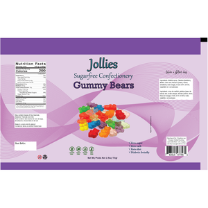 Bonbons sans sucre Jollies - Oursons gommeux - 2,5 oz