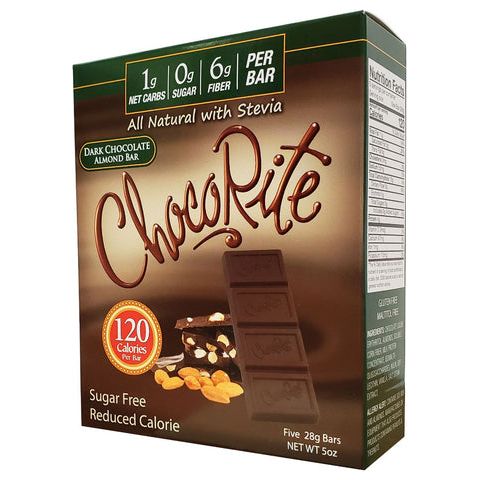Healthsmart - ChocoRite All Natural with Stevia Chocolate Bar - Dark Chocolate Almond - 5 oz