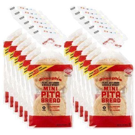 Joseph's Bakery - Flax, Oat Bran and whole wheat Mini Pita Bread **12 Bags** (8 pita breads per bag)