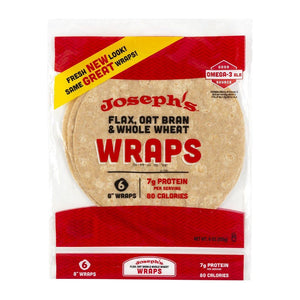Joseph's Bakery - Flax, Oat Bran and whole wheat Wraps - 6 Wraps