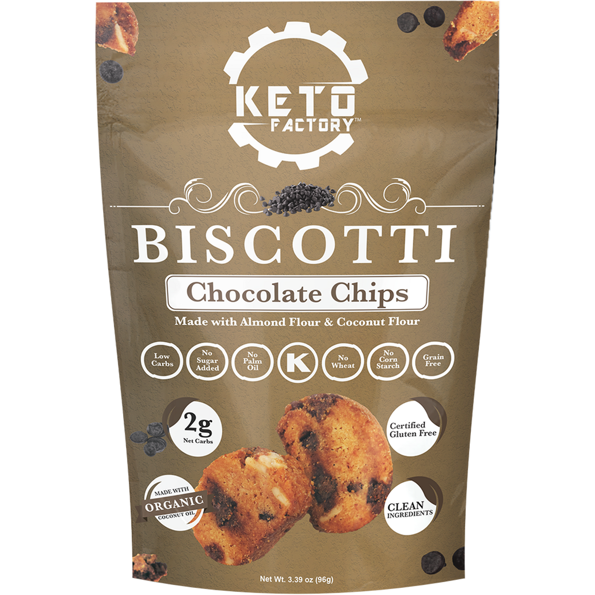 Keto Factory - Biscotti - Pépites de Chocolat - 96g 