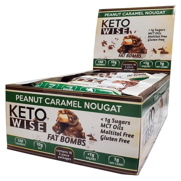 Keto Wise - Keto Fat Bombs - Peanut Caramel Nougat **16 Bars**