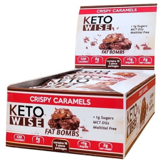 Keto Wise - Keto Fat Bombs - Caramels croustillants au chocolat **16 barres**