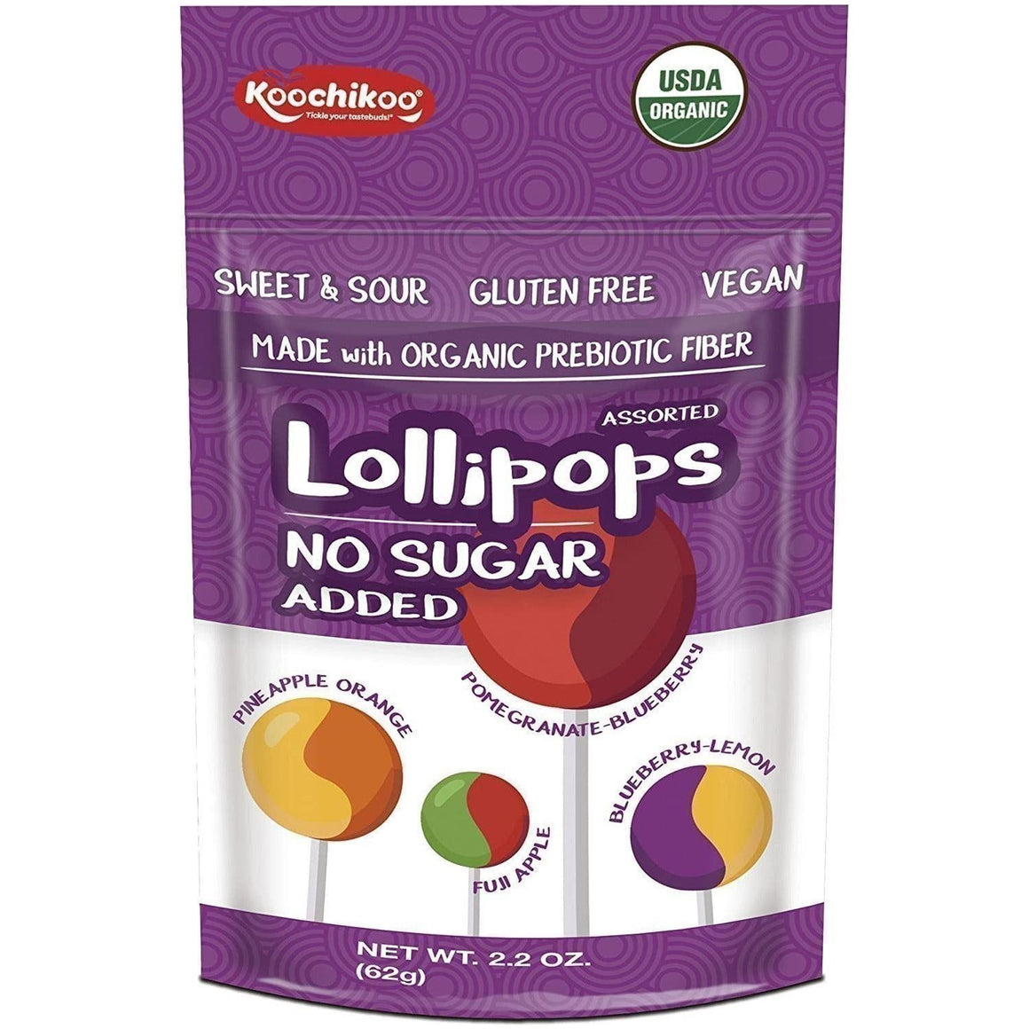 Koochikoo - Lollipops No Sugar Added - 60g bag