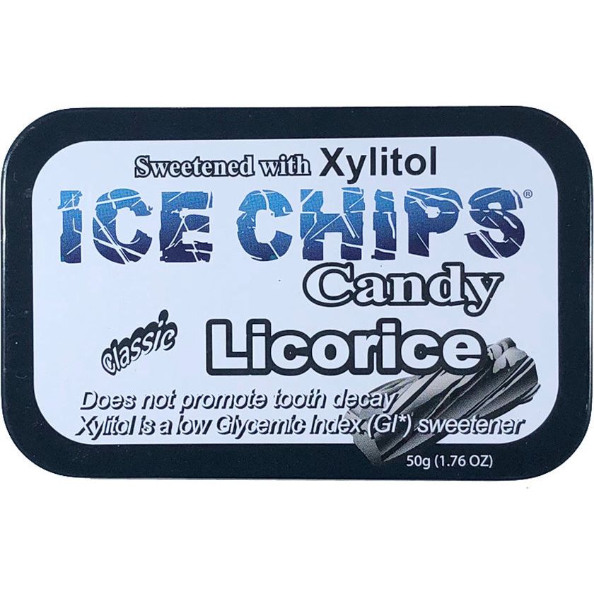 Chips de glace - Bonbons sans sucre au xylitol - Réglisse noire - 1,76 oz