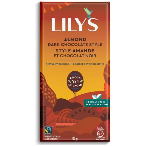 Lily's - Dark Chocolate Bar - Almond 55% Cocoa - 85 g