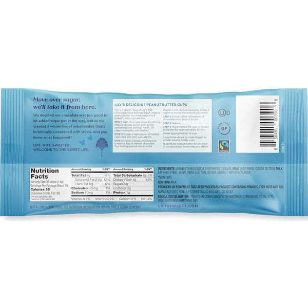 Lily's Baking Chips Milk Chocolate Style 35 Cacao 255 g Low