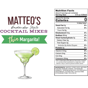Matteo's - Sirop de cocktail sans sucre - Margarita - 750mL