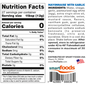 Mrs Taste - Zero Calories Sauce - Garlic Mayonnaise - 11.6oz