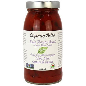 Organico Bello - Sauce pour pâtes au chou frisé biologique, tomates et basilic, sans sucre ajouté
