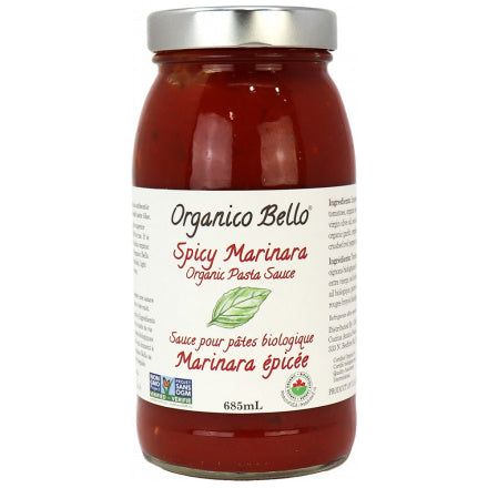 Organico Bello - Sauce pour pâtes marinara épicée biologique sans sucre ajouté