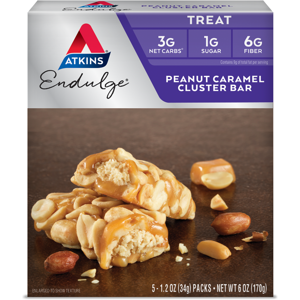 Barres Atkins Endulge - Grappe de caramel aux arachides - 5 barres