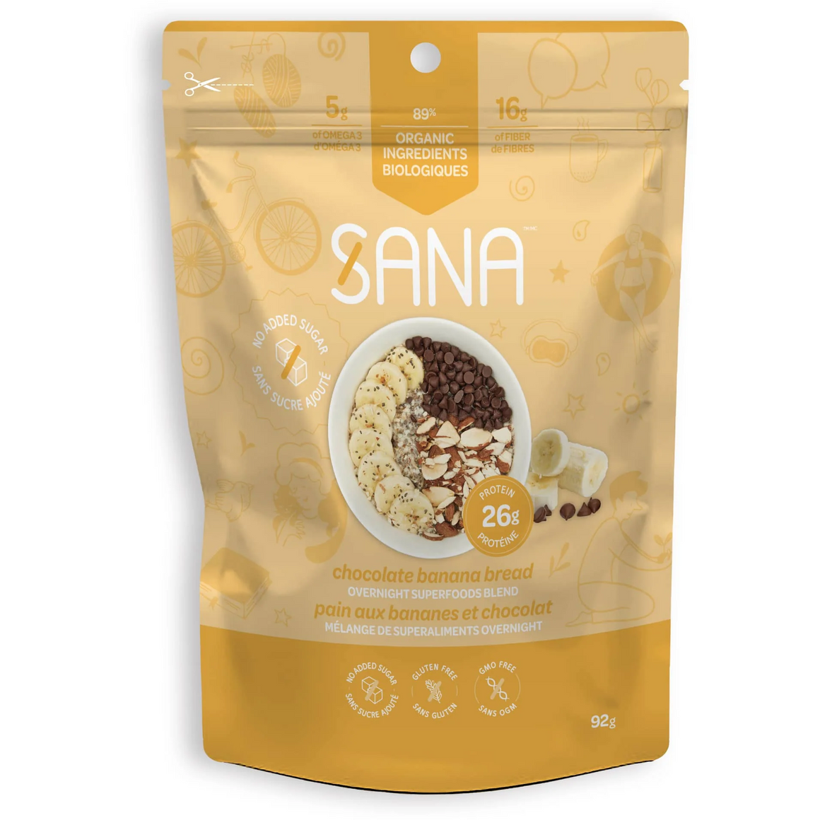Sana - Overnight Superfoods Blend - Chocolate Banana Bread - 72g