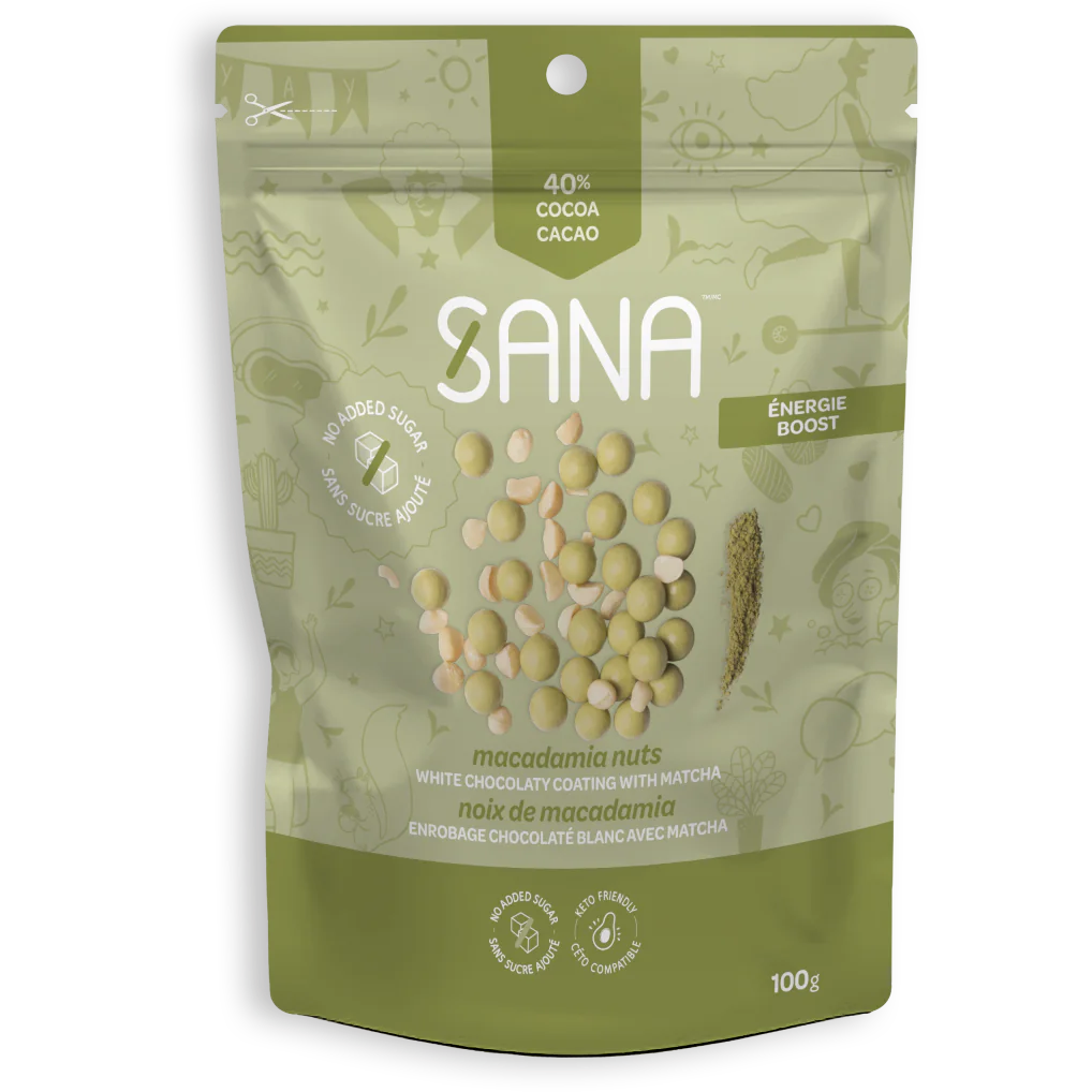 Sana - Chocolate Snacks - Noix de macadamia enrobées de chocolat blanc Matcha - 100g
