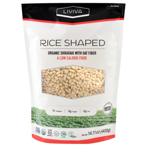 Liviva Shirataki en forme de riz biologique avec fibres d'avoine