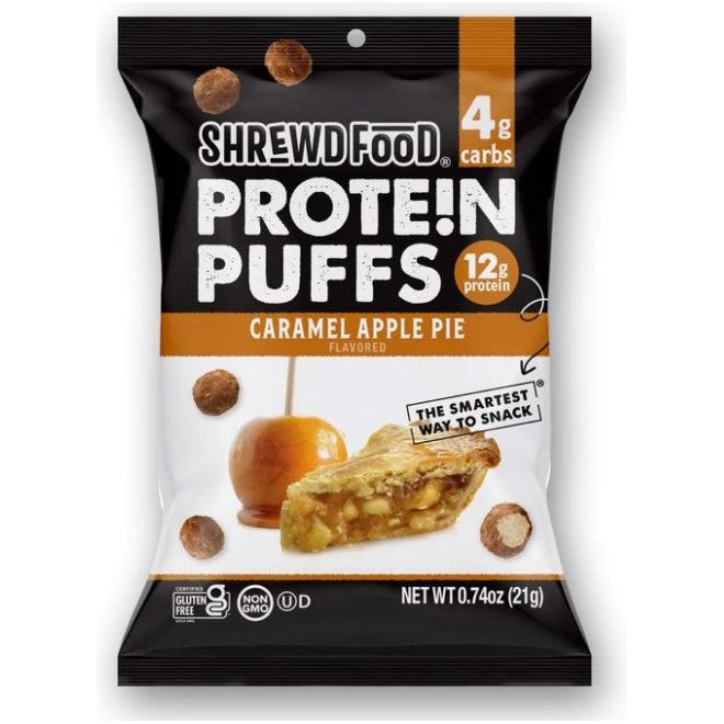 Shrewd Food - Protein Puffs - Tarte aux pommes et au caramel - Sac de 0,74 oz
