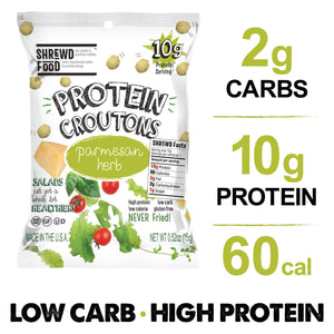 Shrewd Food - Protein Croutons - Parmesan Herb - 0.52 oz bag