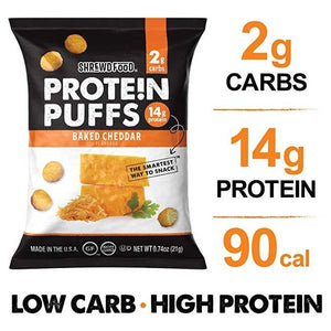 Shrewd Food - Protein Puffs - Cheddar cuit au four - Sac de 0,74 oz