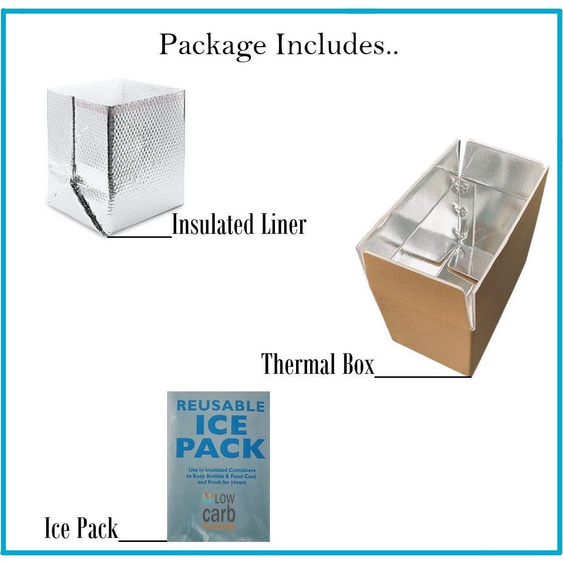 Thermal Package - Thermal Box, Insulated Liner, and Ice Pack