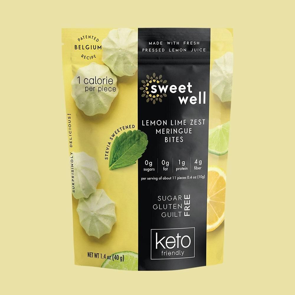 Sweetwell - Bouchées de meringue amicales Keto - Zeste de citron vert - 1,4 oz