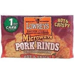 Lowrey's - Bacon Curls Microwave Pork Rinds - Spicy (18 Pouches per box )