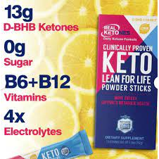 Real Ketones - (Keto Lean for Life PrimeD+)Elevate - Lemon 10 Sticks - Box