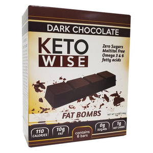 Keto Wise - Keto Fat Bombs - Barre de chocolat noir - 6 barres